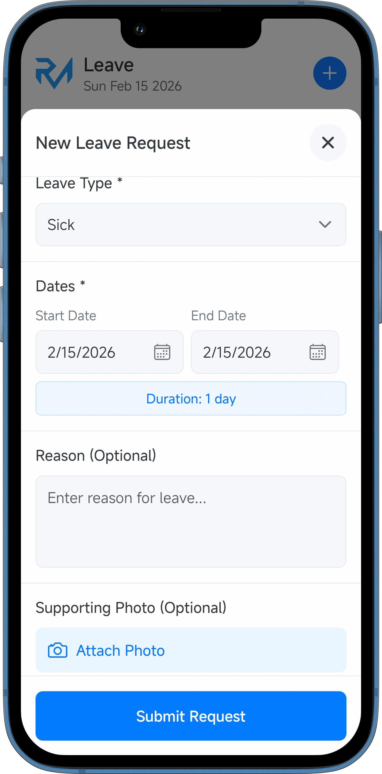 Mobile App Leave Request